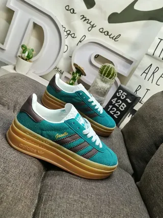 Adidas Gazelle Teal and Brown Suede Lifestyle Sneakers 9