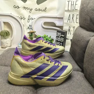 Adidas Gold Purple Metallic Upper Three-Stripe Overlay Running Shoes
