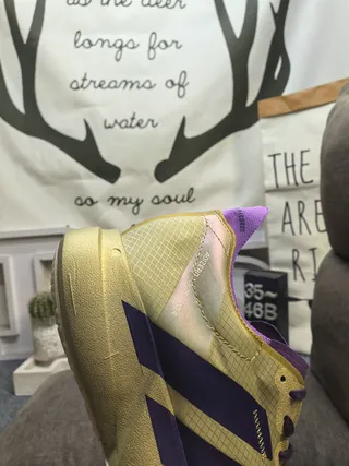 Adidas Gold Purple Metallic Upper Three-Stripe Overlay Running Shoes 3