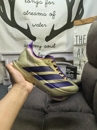 Adidas Gold Purple Metallic Upper Three-Stripe Overlay Running Shoes 5