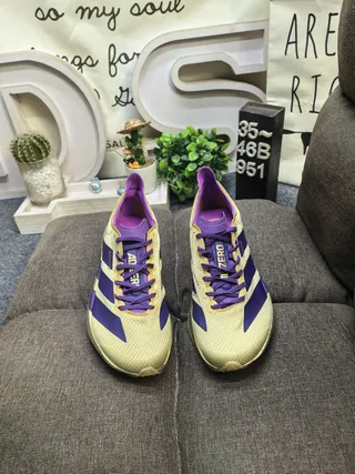 Adidas Gold Purple Metallic Upper Three-Stripe Overlay Running Shoes 10