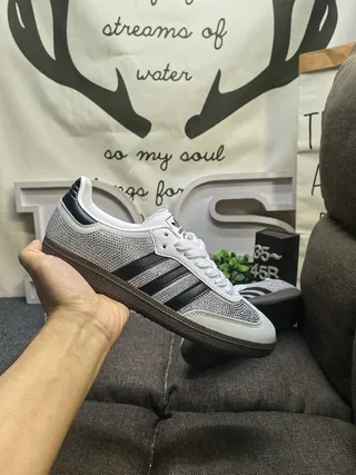 Adidas Gray Black Mesh Upper Three-Stripe Side Panel Lifestyle Sneakers 5