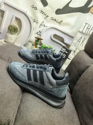 Adidas Gray Black Retro Runner Silhouette Suede And Textile Upper Lifestyle Sneakers 7