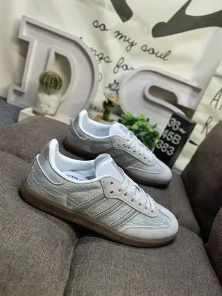 Adidas Gray Brown Croc-Embossed Upper Gum Rubber Sole Lifestyle Sneakers 9