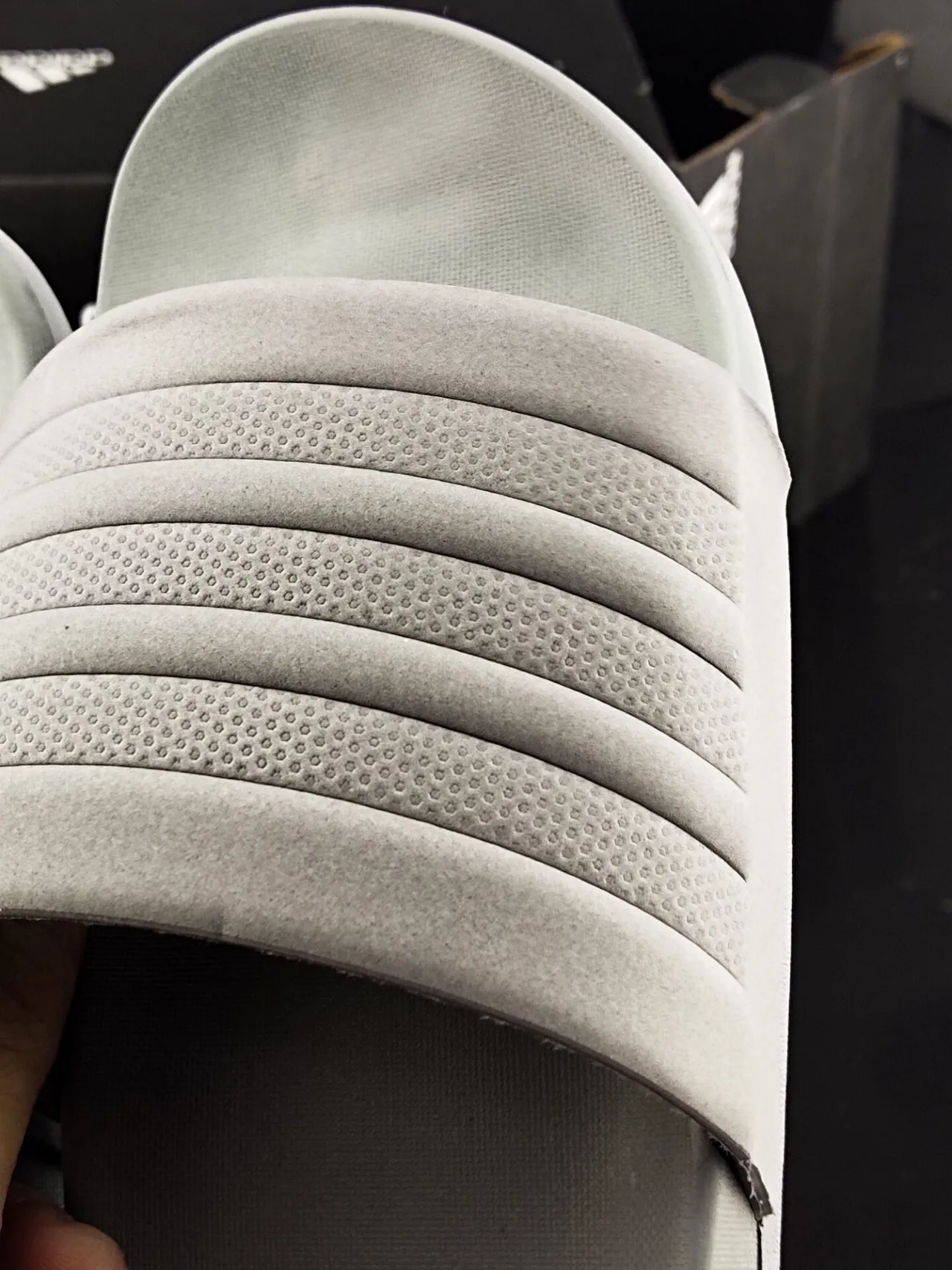 Adidas Gray Monolithic Molded Construction Three-Banded Strap Slippers 6
