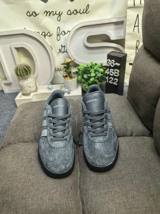 Adidas Gray Silver Suede Upper Three-Stripe Side Panel Lifestyle Sneakers 10