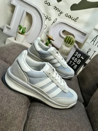 Adidas Gray White Low-Top Runner Silhouette Suede And Textile Paneling Lifestyle Sneakers 9
