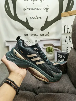Adidas Green Beige Sole Multi-Material Upper Chunky Sneakers 5
