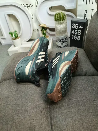 Adidas Green Beige Sole Multi-Material Upper Chunky Sneakers 6
