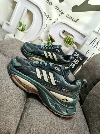 Adidas Green Beige Sole Multi-Material Upper Chunky Sneakers 7