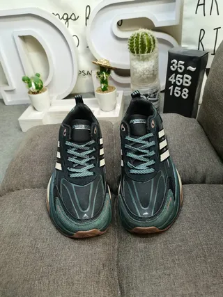 Adidas Green Beige Sole Multi-Material Upper Chunky Sneakers 10