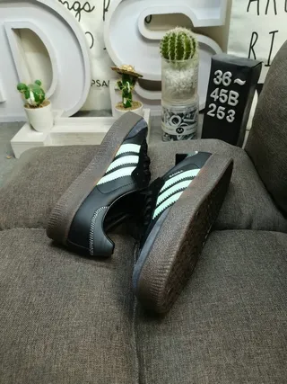 Adidas Green Brown Suede Upper Three Stripes Lifestyle Sneakers 6