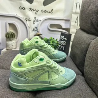 Adidas Green Layered Geometric Overlays Padded Collar Lifestyle Sneakers
