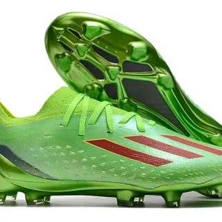 Adidas Green Red Low-Cut Knit Upper Asymmetric Lacing Firm-Ground Soccer Shoes
