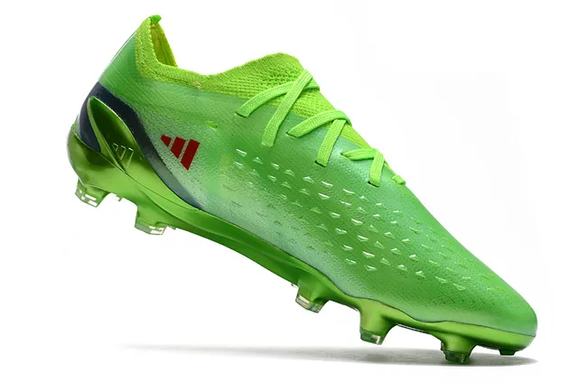 Adidas Green Red Low-Cut Knit Upper Asymmetric Lacing Firm-Ground Soccer Shoes 2