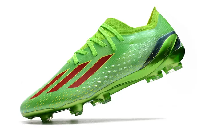 Adidas Green Red Low-Cut Knit Upper Asymmetric Lacing Firm-Ground Soccer Shoes 3