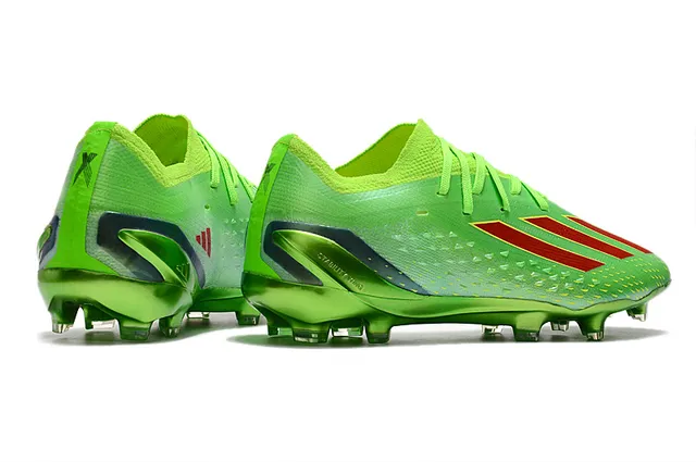 Adidas Green Red Low-Cut Knit Upper Asymmetric Lacing Firm-Ground Soccer Shoes 5