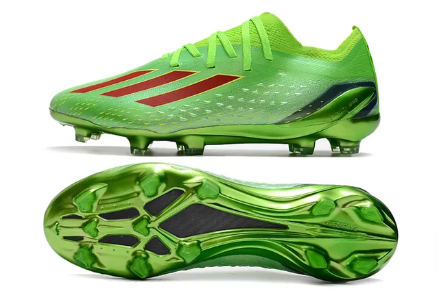 Adidas Green Red Low-Cut Knit Upper Asymmetric Lacing Firm-Ground Soccer Shoes 6