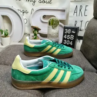 Adidas Green Yellow Suede Upper Three-Stripe Side Panel Lifestyle Sneakers