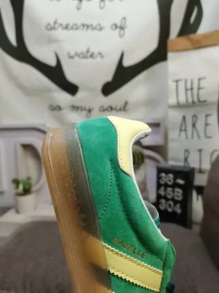 Adidas Green Yellow Suede Upper Three-Stripe Side Panel Lifestyle Sneakers 3
