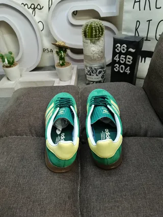 Adidas Green Yellow Suede Upper Three-Stripe Side Panel Lifestyle Sneakers 8