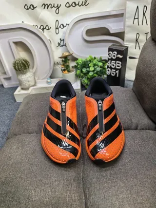 Adidas Laceless Slip-On Orange Black Lifestyle Sneakers 10