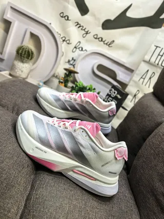 Adidas Lightstrike Pro Silver Gray and Pink Running Shoes 7