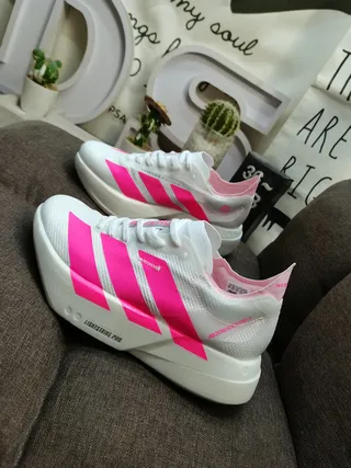 Adidas Lightstrike Pro White and Pink Running Shoes 7