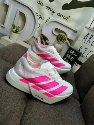 Adidas Lightstrike Pro White and Pink Running Shoes 9