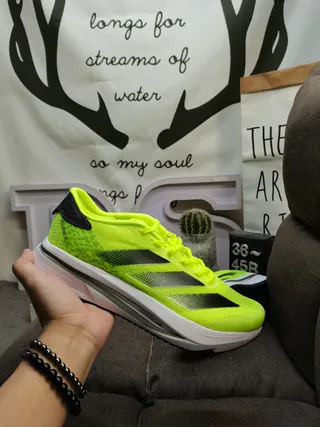 Adidas Lightstrike Pro Yellow Black Neon Engineered Mesh Three-Stripe Overlay Running Shoes 5