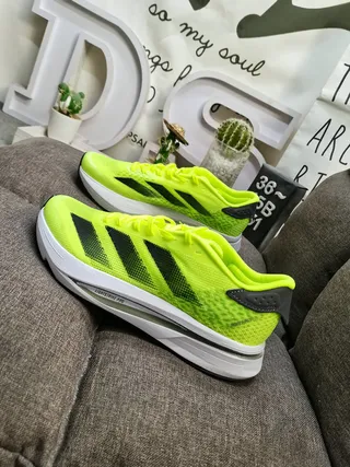 Adidas Lightstrike Pro Yellow Black Neon Engineered Mesh Three-Stripe Overlay Running Shoes 7