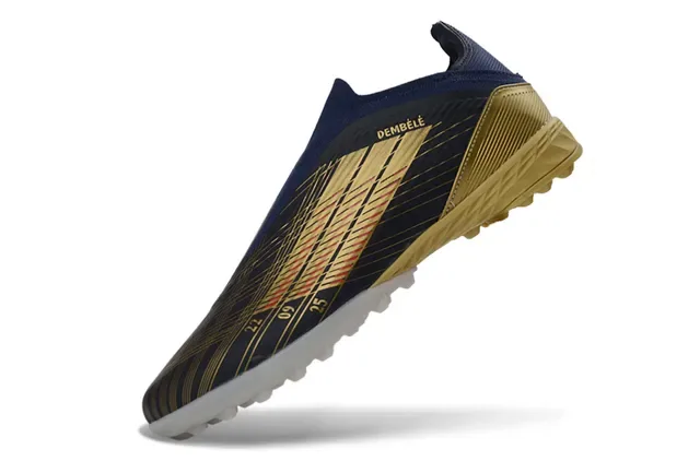Adidas Chaussures de football turf navy gold low-cut sock-fit upper three-stripe design 3