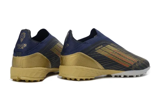 Adidas Chaussures de football turf navy gold low-cut sock-fit upper three-stripe design 6