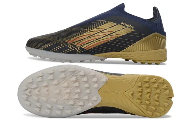 Adidas Chaussures de football turf navy gold low-cut sock-fit upper three-stripe design 7
