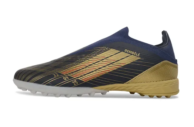 Adidas Chaussures de football turf navy gold low-cut sock-fit upper three-stripe design 8