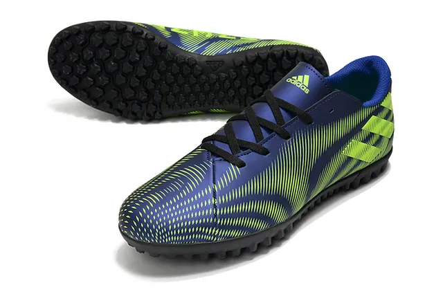 Adidas Chaussures de Football Turf Vert Marine à Coupe Basse avec Lacets et Semelle Moulée 4