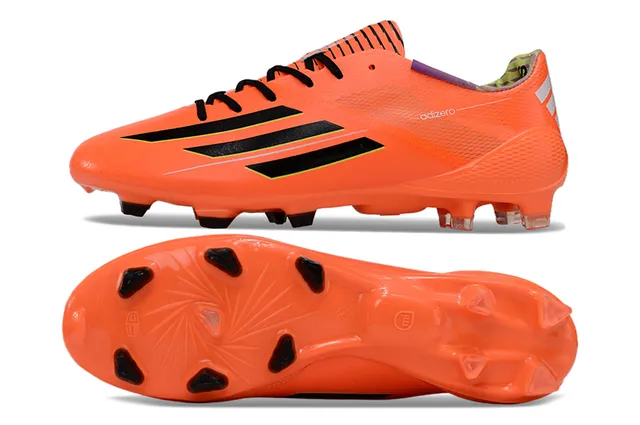 Adidas Orange Black Low-Cut Synthetic Upper Molded Conical Studs Firm-Ground Soccer Shoes 6