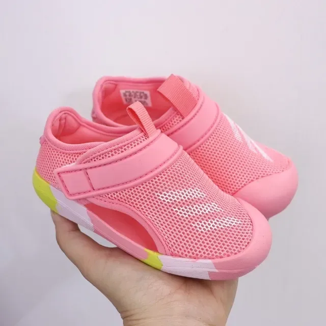 Adidas Pink and Lime Green Mesh Slip-On Lifestyle Sneakers 22