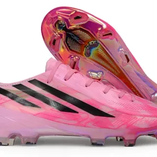 Adidas Pink Black Translucent Iridescent Upper Three-Stripe Branding Firm-Ground Soccer Shoes