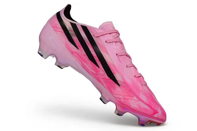 Adidas Pink Black Translucent Iridescent Upper Three-Stripe Branding Firm-Ground Soccer Shoes 2