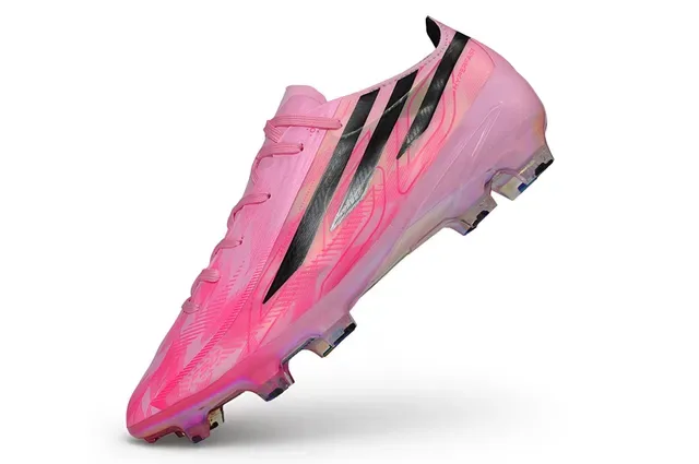 Adidas Pink Black Translucent Iridescent Upper Three-Stripe Branding Firm-Ground Soccer Shoes 3
