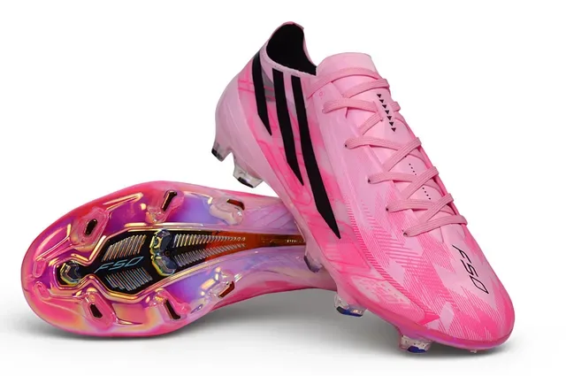 Adidas Pink Black Translucent Iridescent Upper Three-Stripe Branding Firm-Ground Soccer Shoes 4