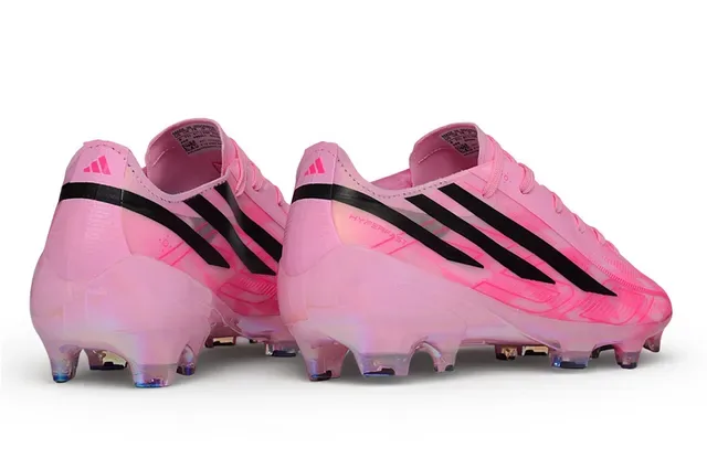 Adidas Pink Black Translucent Iridescent Upper Three-Stripe Branding Firm-Ground Soccer Shoes 5