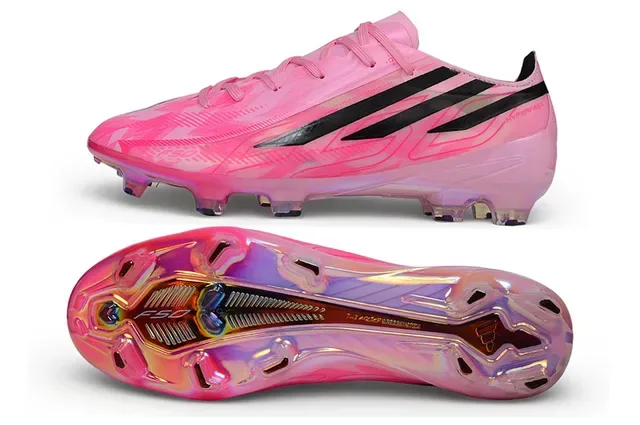 Adidas Pink Black Translucent Iridescent Upper Three-Stripe Branding Firm-Ground Soccer Shoes 6