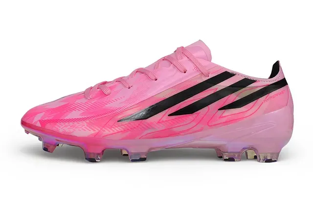 Adidas Pink Black Translucent Iridescent Upper Three-Stripe Branding Firm-Ground Soccer Shoes 7