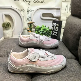 Adidas Pink Gray Velcro Strap Closure Layered Synthetic Upper Lifestyle Sneakers