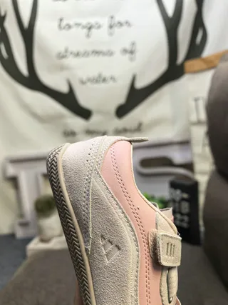 Adidas Pink Gray Velcro Strap Closure Layered Synthetic Upper Lifestyle Sneakers 3