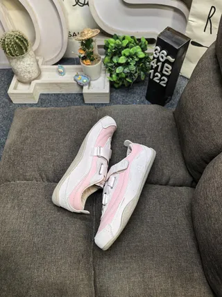 Adidas Pink Gray Velcro Strap Closure Layered Synthetic Upper Lifestyle Sneakers 6
