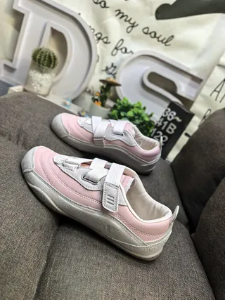 Adidas Pink Gray Velcro Strap Closure Layered Synthetic Upper Lifestyle Sneakers 7