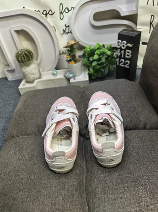 Adidas Pink Gray Velcro Strap Closure Layered Synthetic Upper Lifestyle Sneakers 8